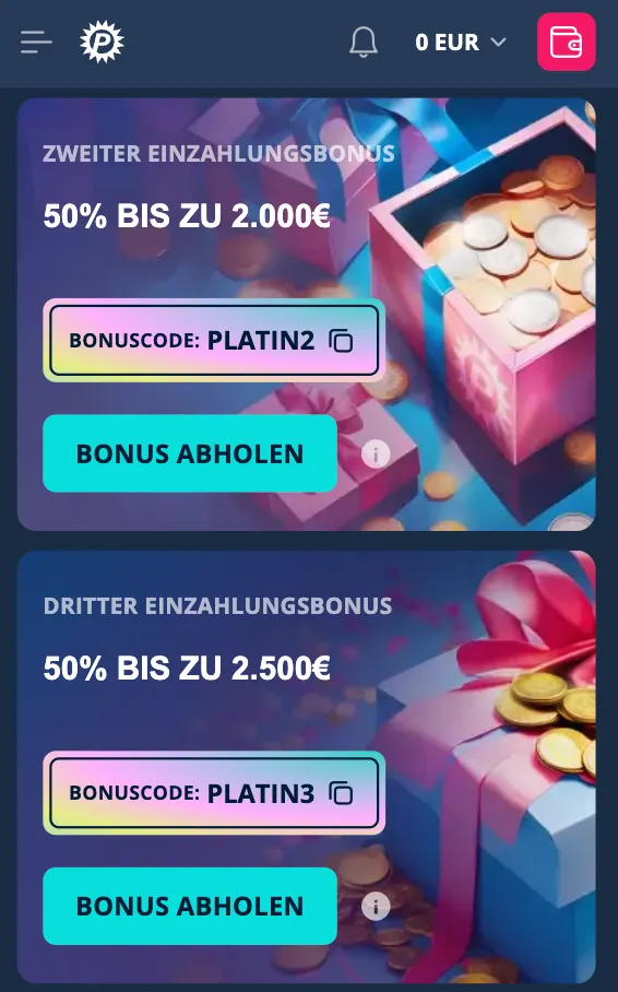 platincasino bonus code